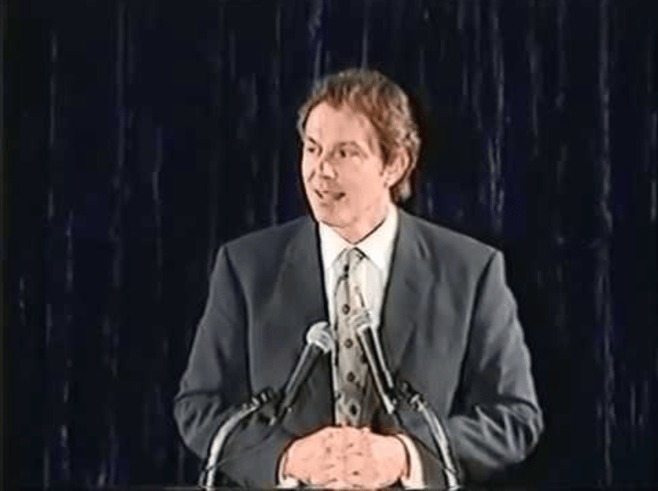 Tony Blair speaking at the Blackpool in 1996 on Education
