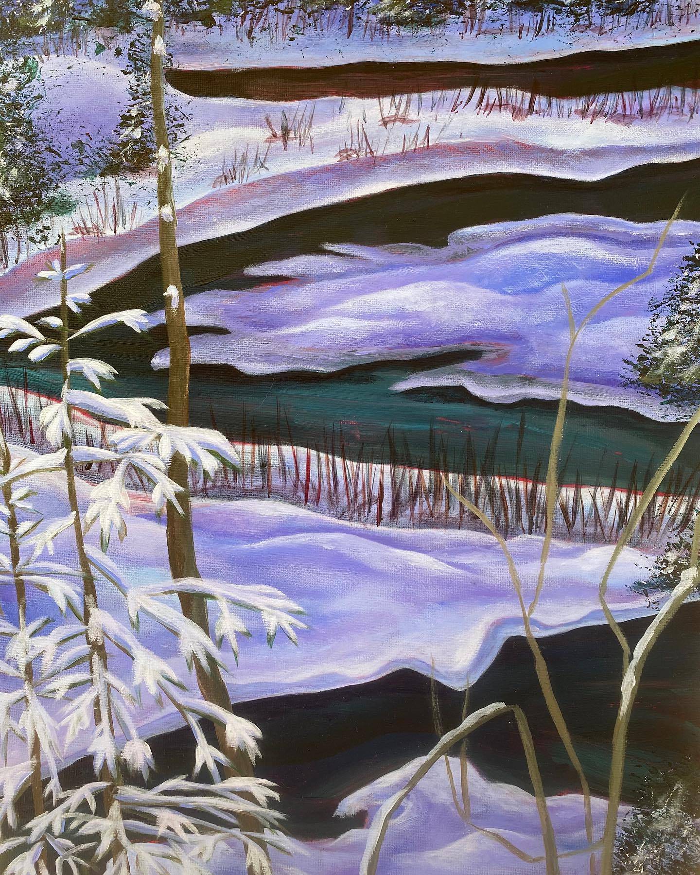 This is a painting (Runs through it 2)from the second series of work in my latest collection. The collection is of ten paintings in two series and you can see them all on my website (link in bio). Or see some of them at the pop-up gallery at @lansdownepark_ottcity that features 18 local artists and organized by @glebe_art_tour. The gallery is open on Saturdays and Sundays from 11 to 5. Please pop on by! 
.
.
.
.
.
#artist #art #ottawaart #canadianart #originalart #artstudio #artistsoninstagram #ontarioartist #canadianartist #ottawaartist #ottawalife #ottawalifestyle #ottawaliving #contemporaryart #contemporarylandscape #contemporarycanadianart #sabinemodder