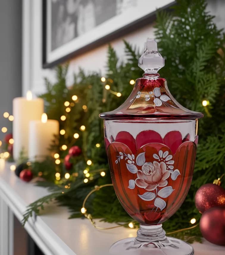 Decorative glass candy jar