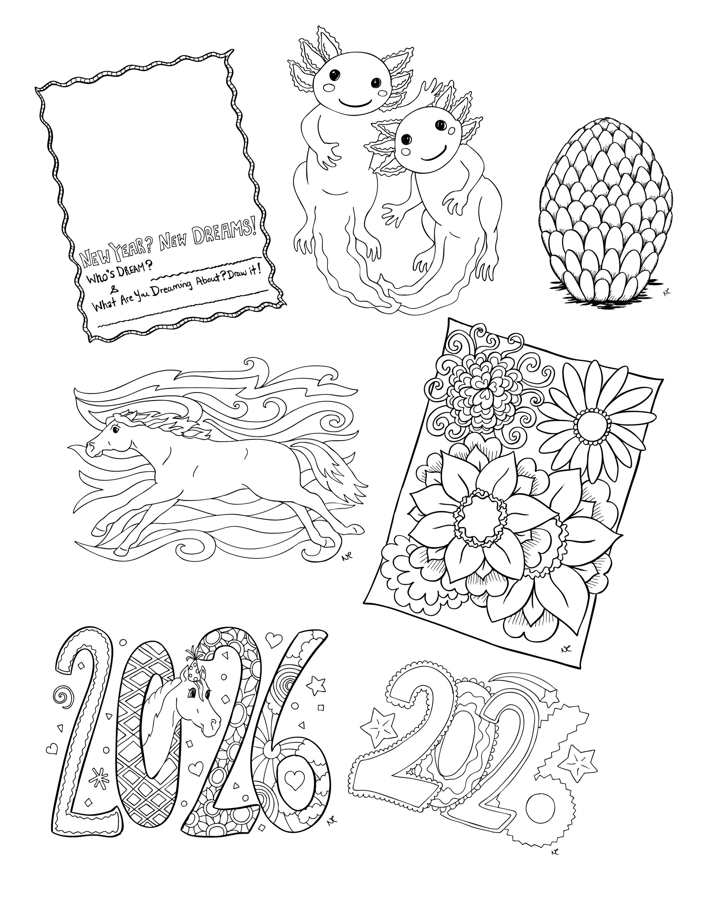 January Coloring Page Bundle