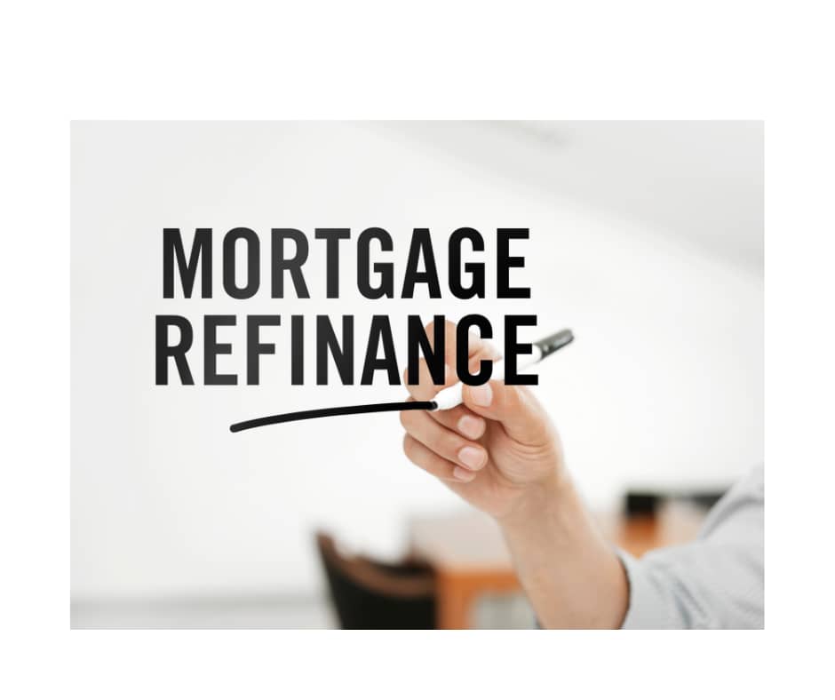 Illustration representing mortgage refinancing, with the words ‘Mortgage Refinance’ written on glass.
