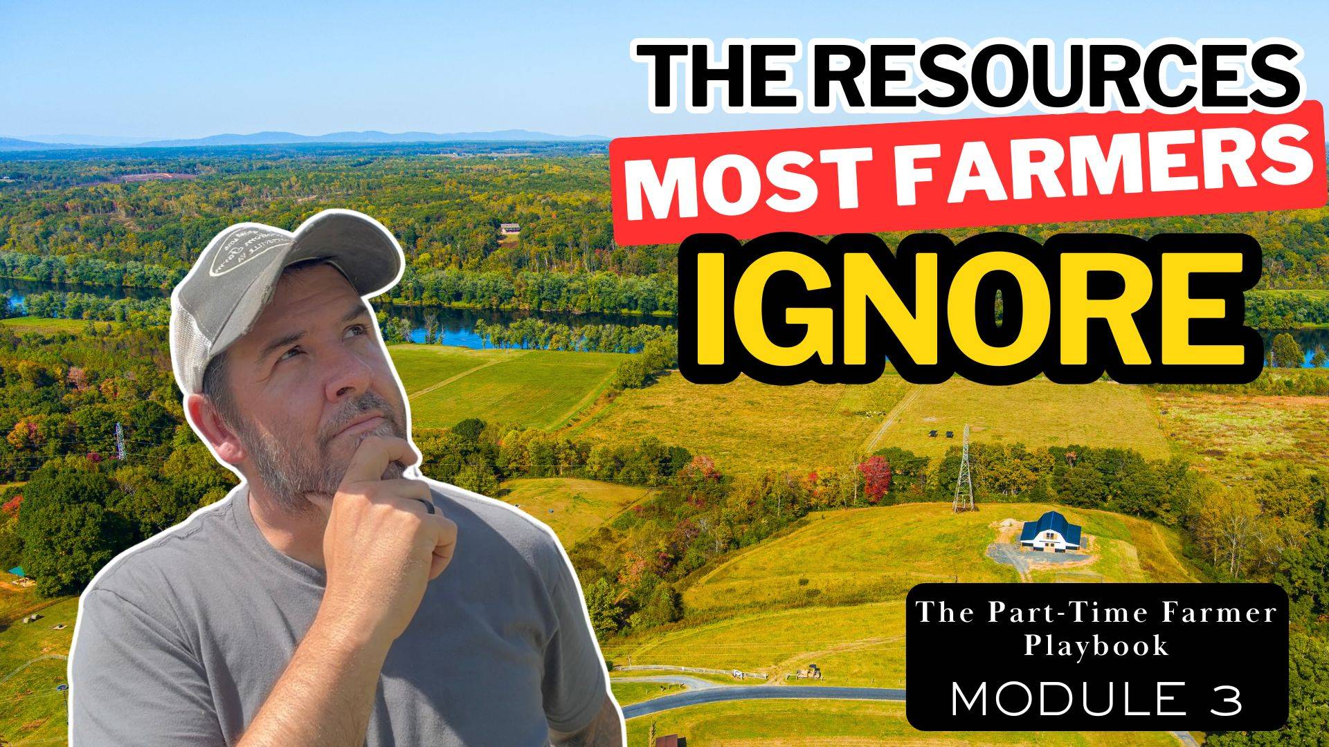 Farmer Jason overlooking farm pondering farm resources