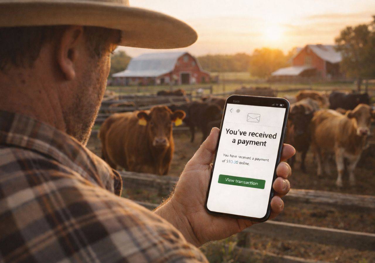 Small farm owner reviewing online marketing strategy on smartphone — farm website and SEO tips from Homegrown Hosting