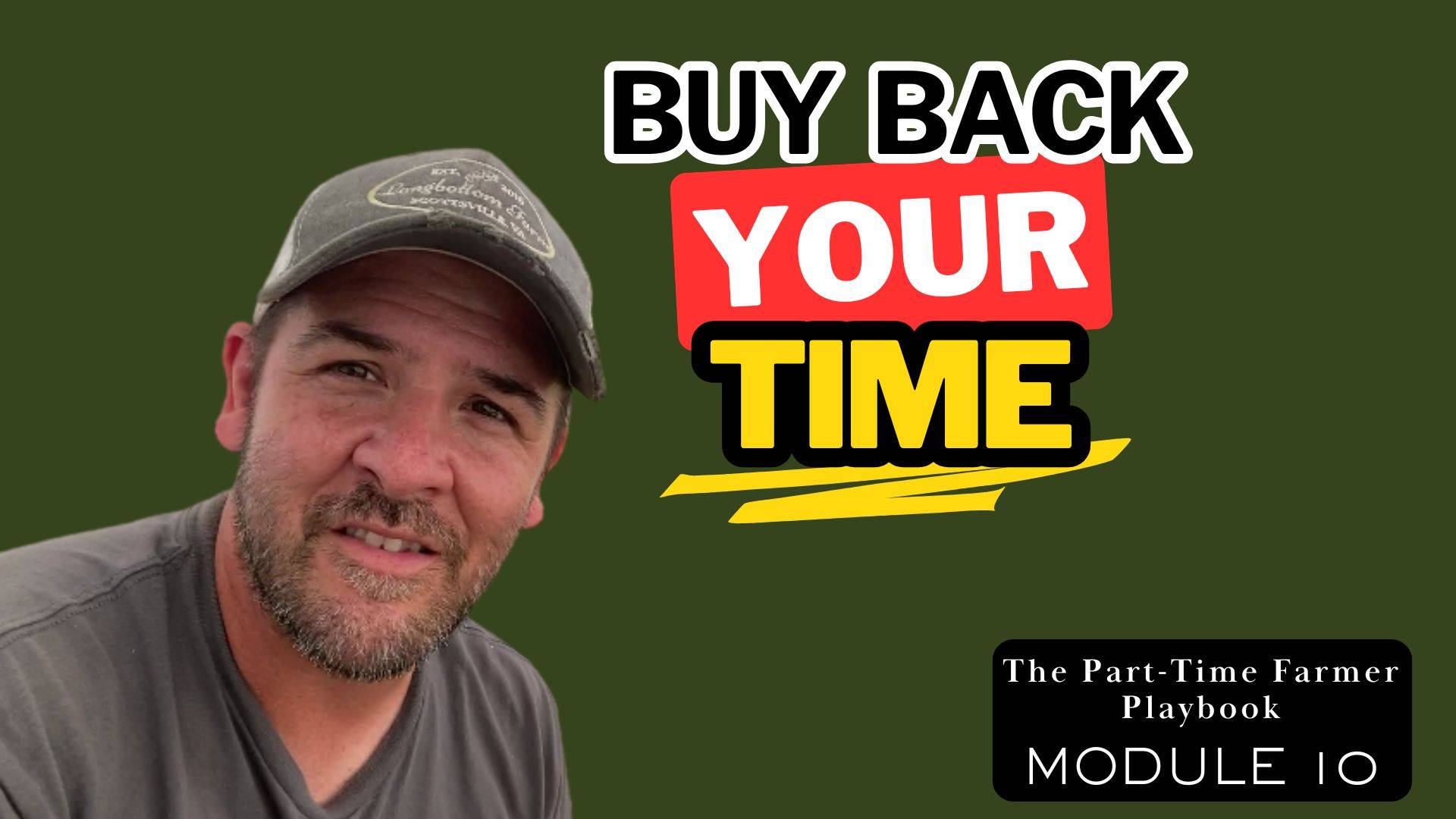Part-time farmer in Longbottom Farm hat explaining how to buy back your time and improve farm business profitability — The Part-Time Farmer Playbook Module 10