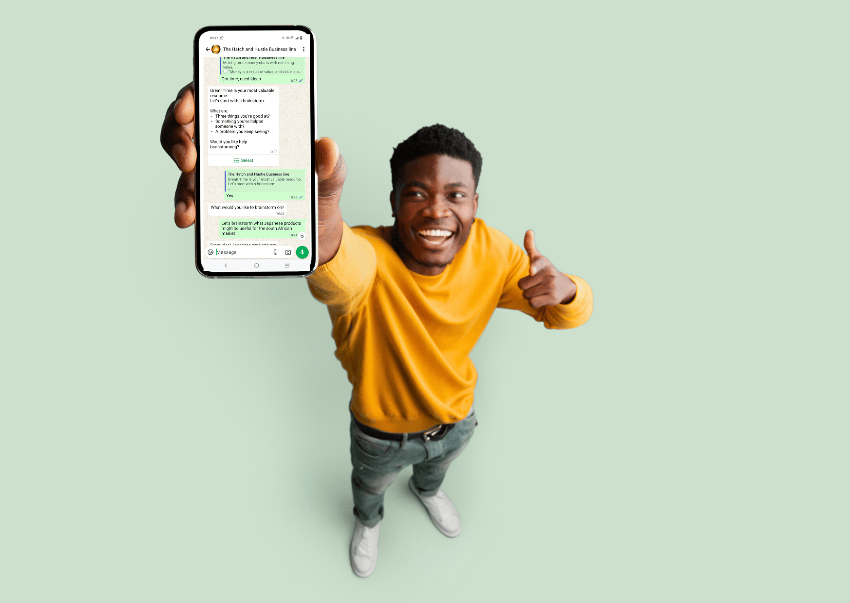 A young man excitedly using Pocketcoach