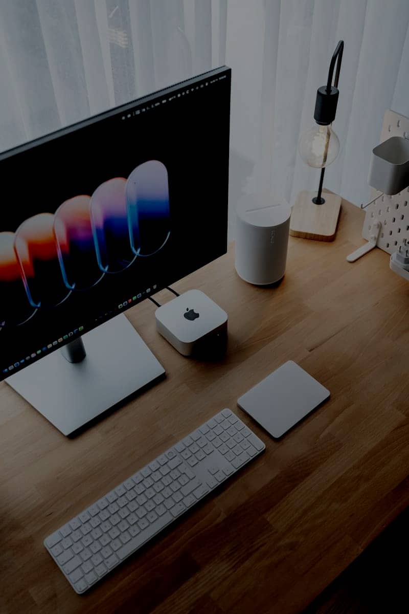 Computer setup with monitor, keyboard, and mouse.