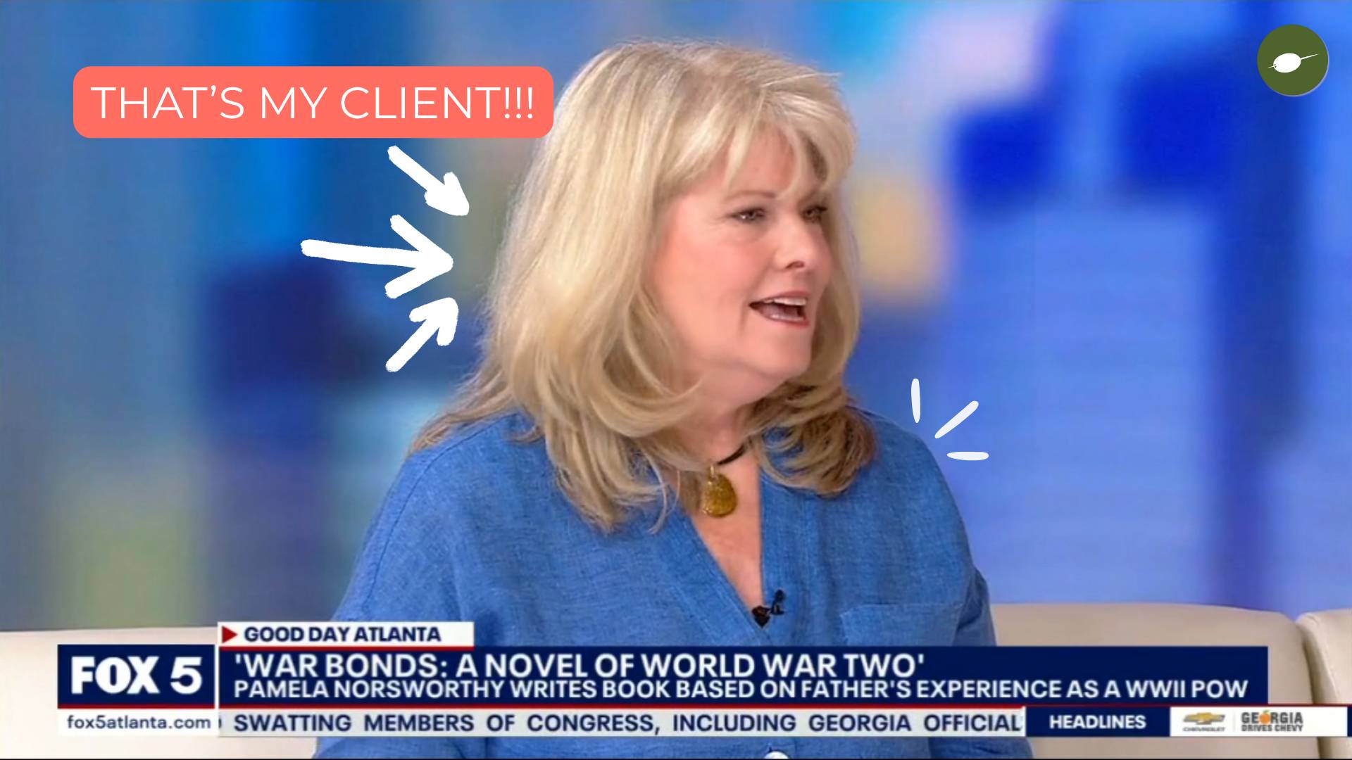 Pamela Norsworthy on Fox5 talking about her book War Bonds