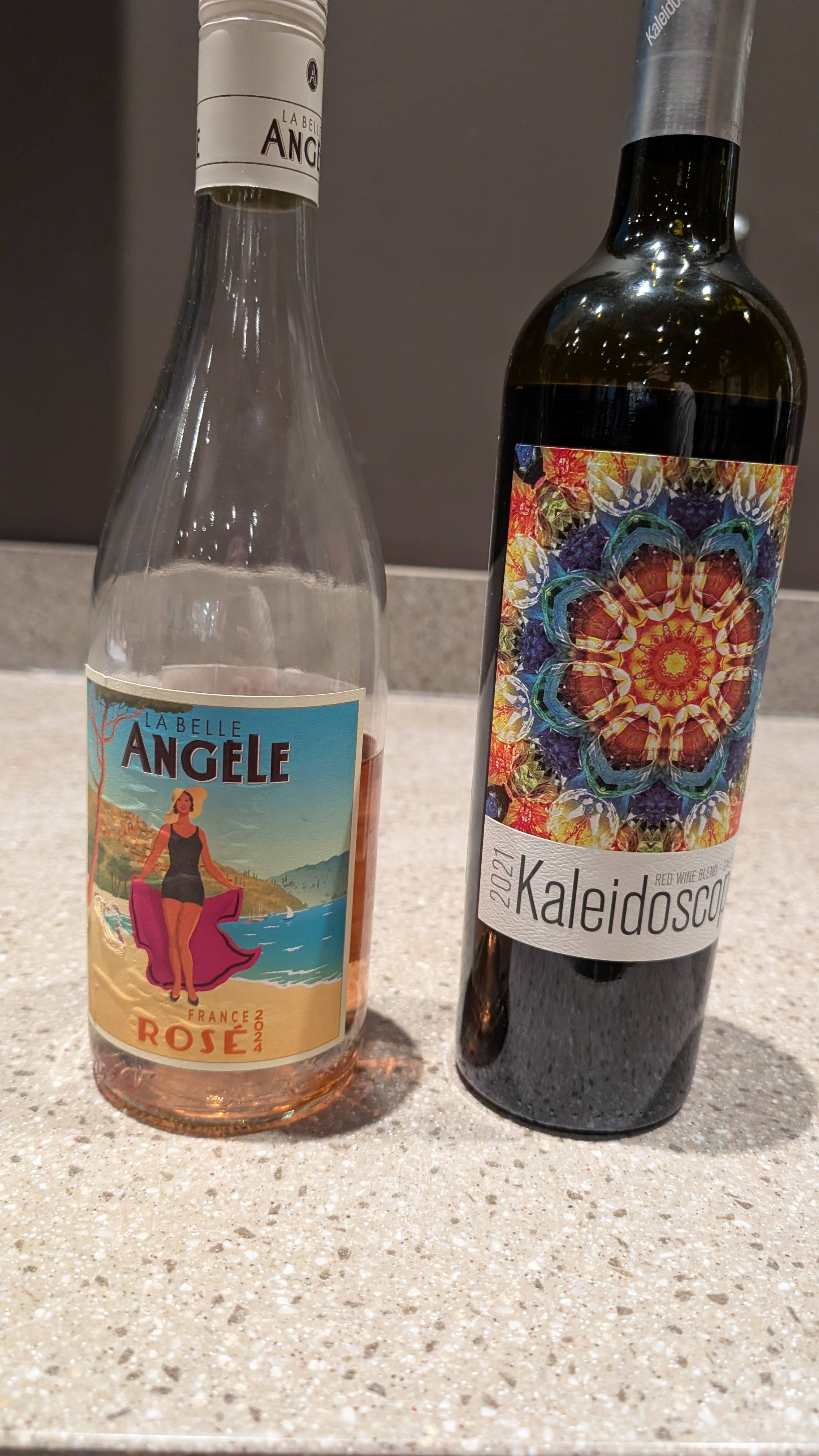 An image of two wines I considered for my wedding: a Rosé and a red blend.