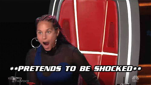GIF of Alesha Keys gasping "Pretends to be shocked"