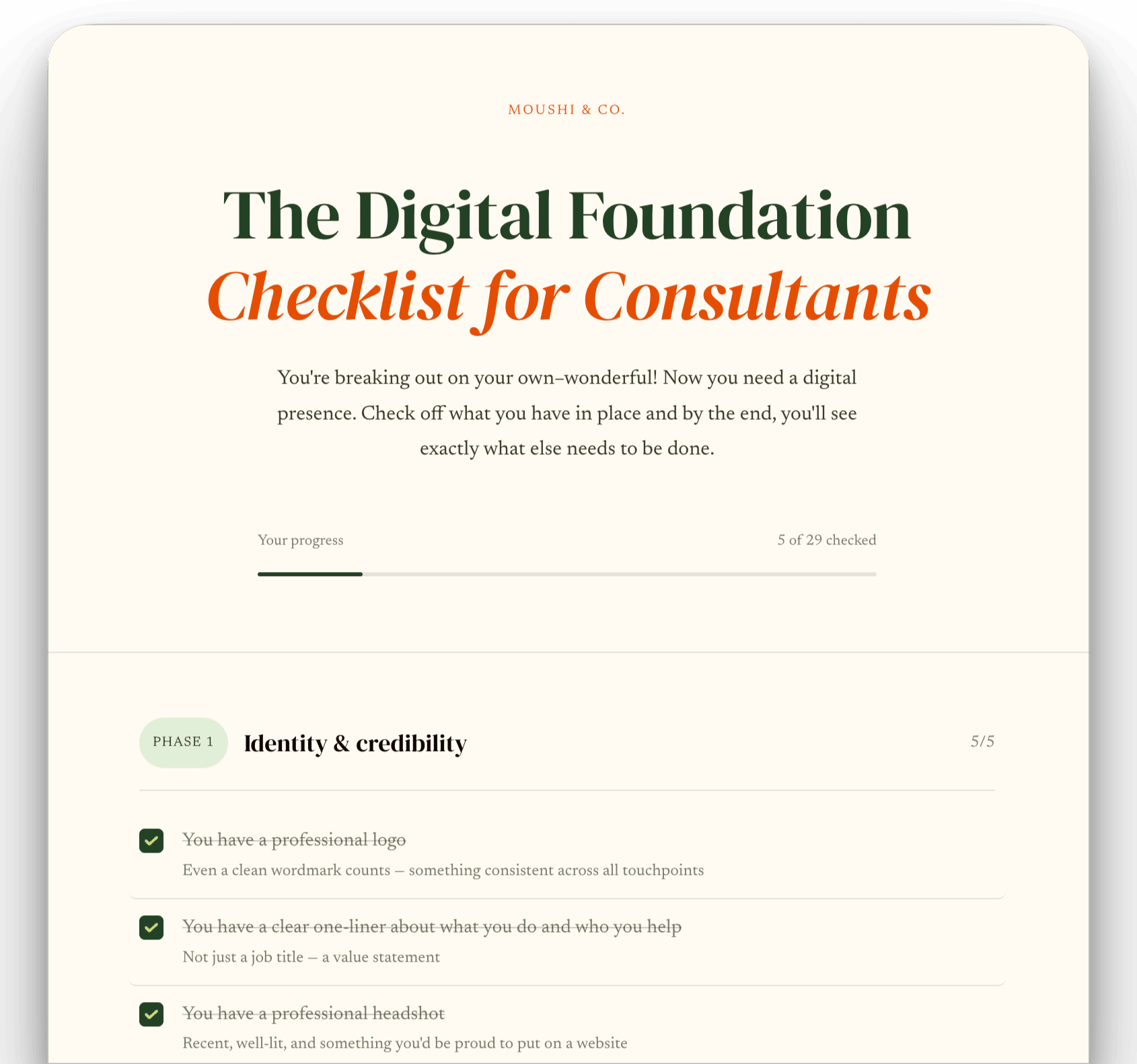 Digital Foundation Checklist 