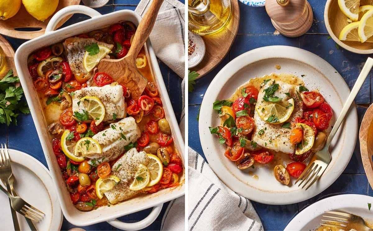 Baked cod.