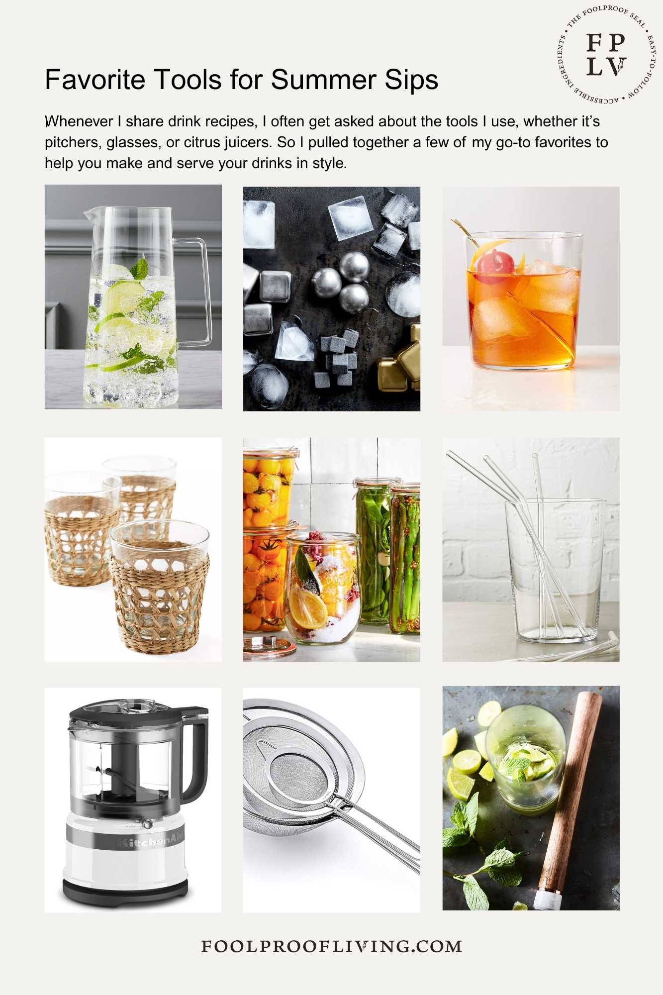 Equipment list for drink.