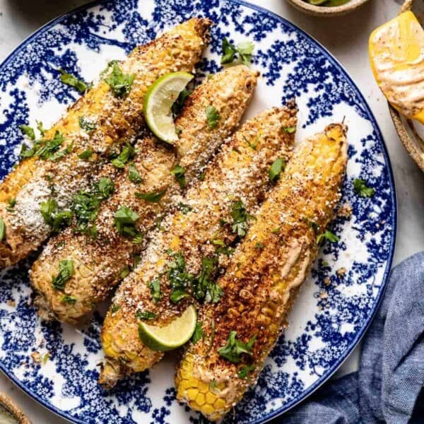 Street corn on a plate.
