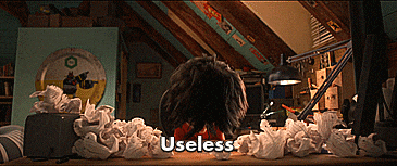 A gif of a writer banging their head on the desk