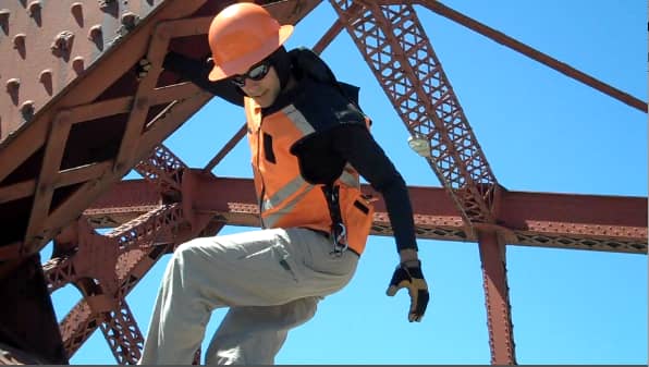 Danger Man on a bridge