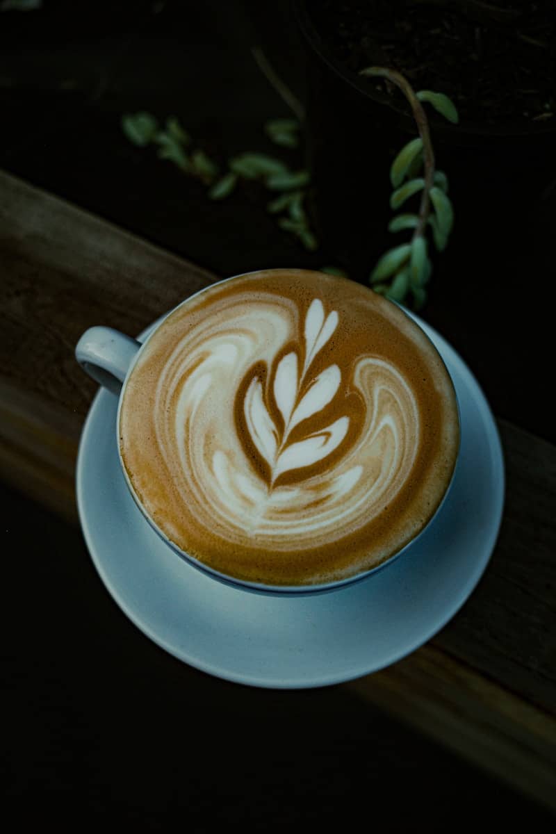 Latte art in a cup looks beautiful.