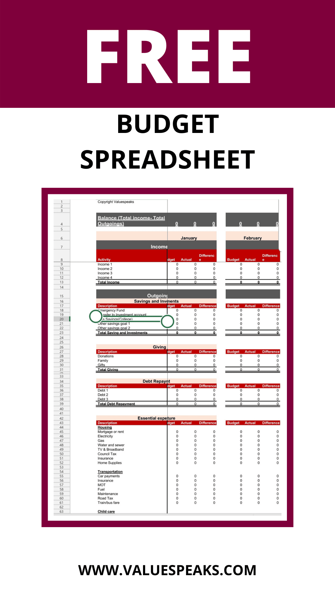 Download free excel budget spreadsheet