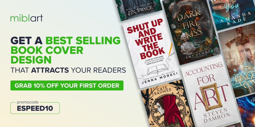 MiblArt. Get a best selling book cover design that attracts your readers. Grab 10% off your first order with promo code ESPEED10