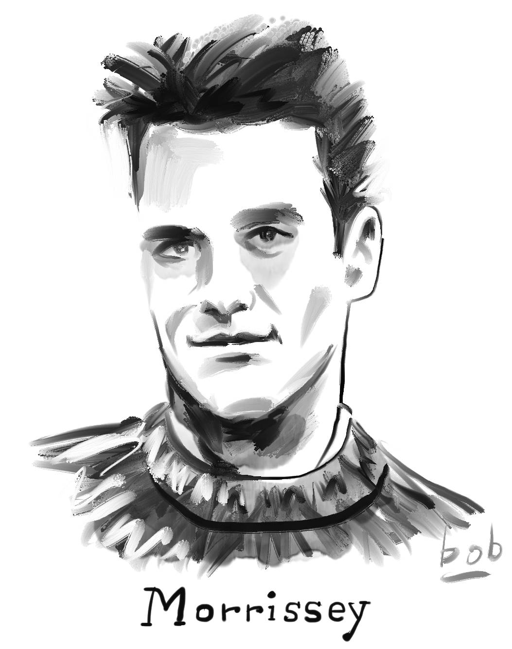 Illustration by Bob Eckstein of Stephen Morrissey of The Smiths.