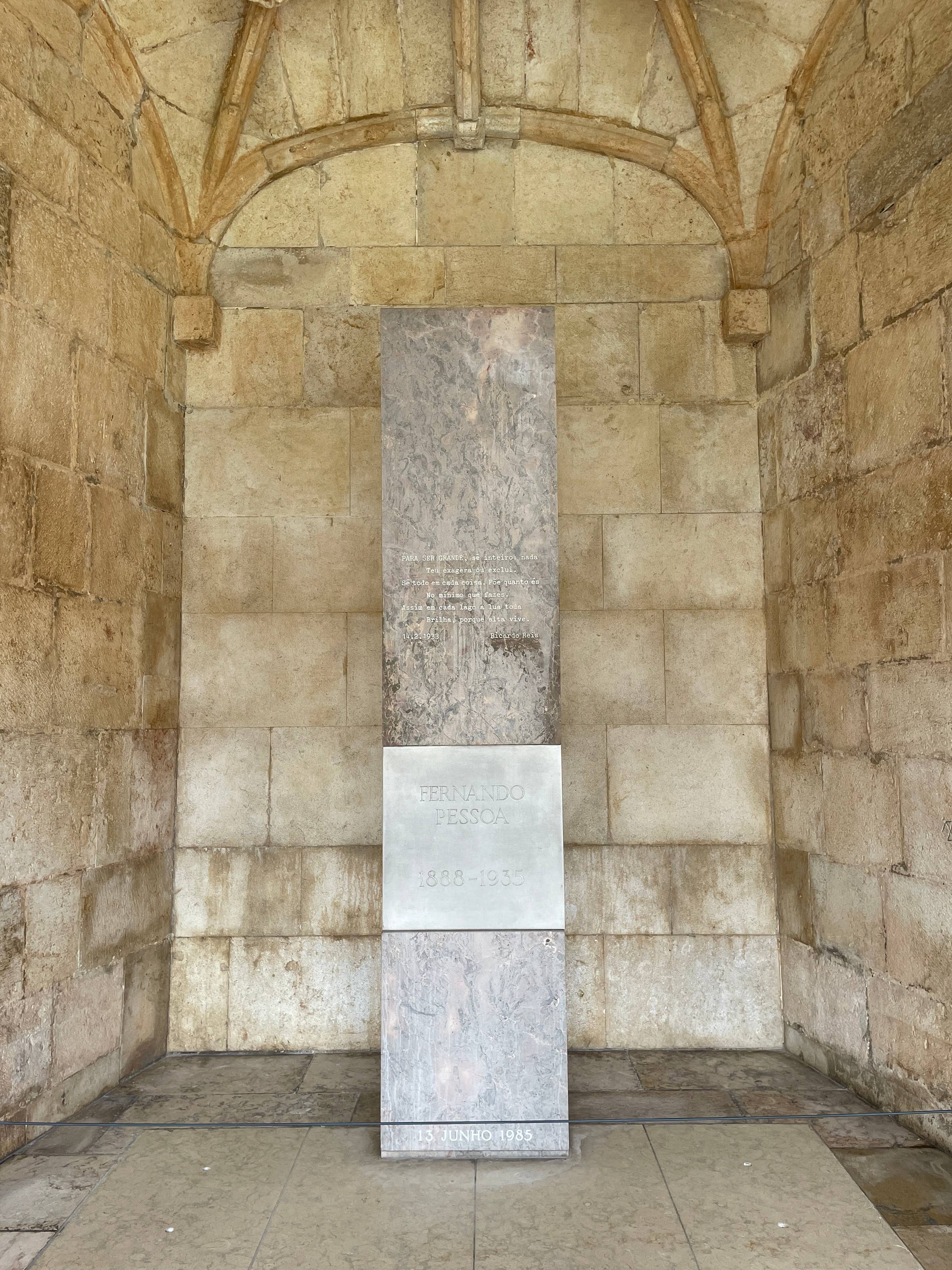 Photo of the tomb of poet Fernando Pessoa in Belém, Portugal.