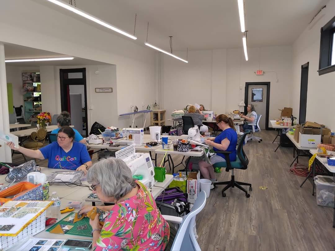 Quilters using the space