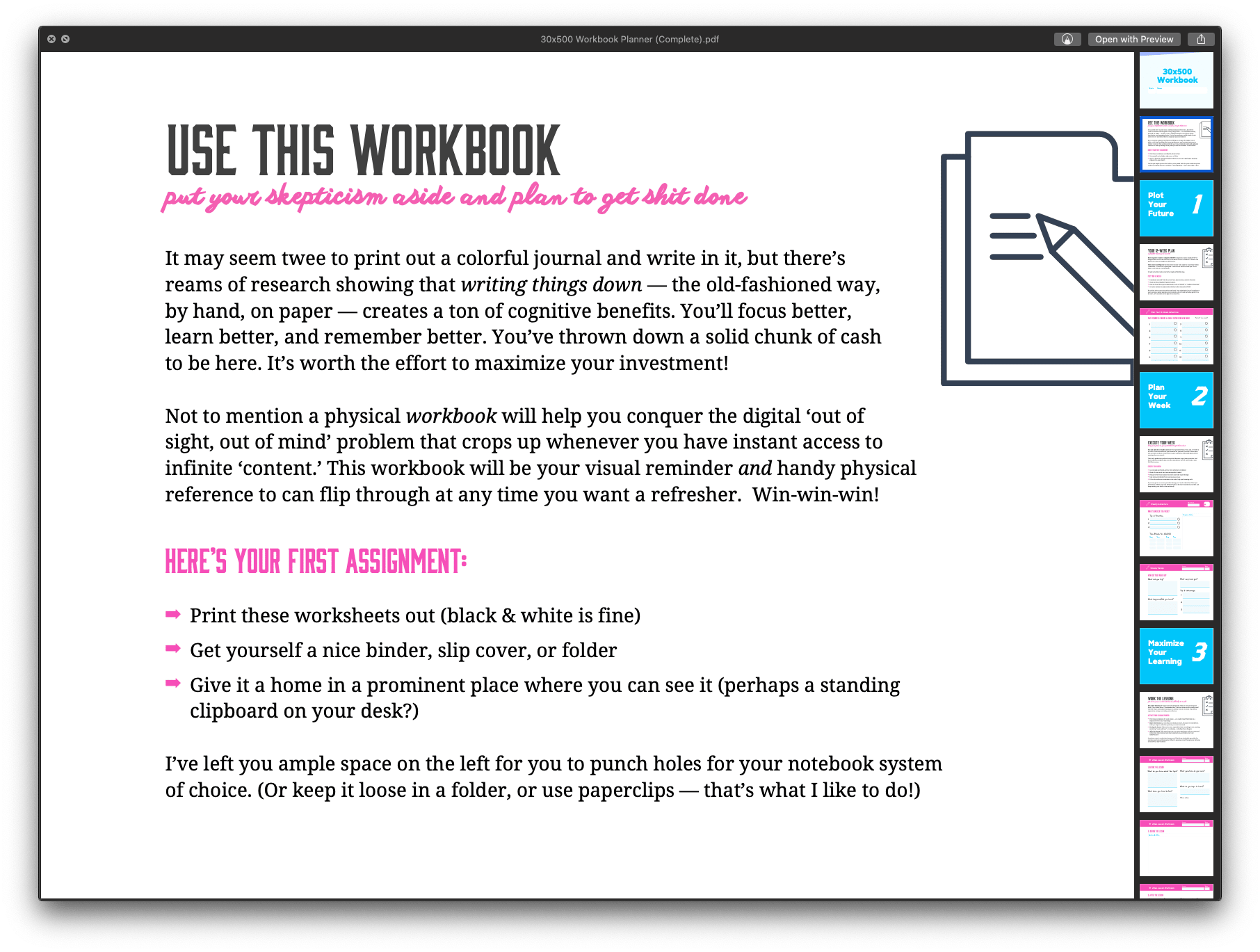 30x500 Workbook