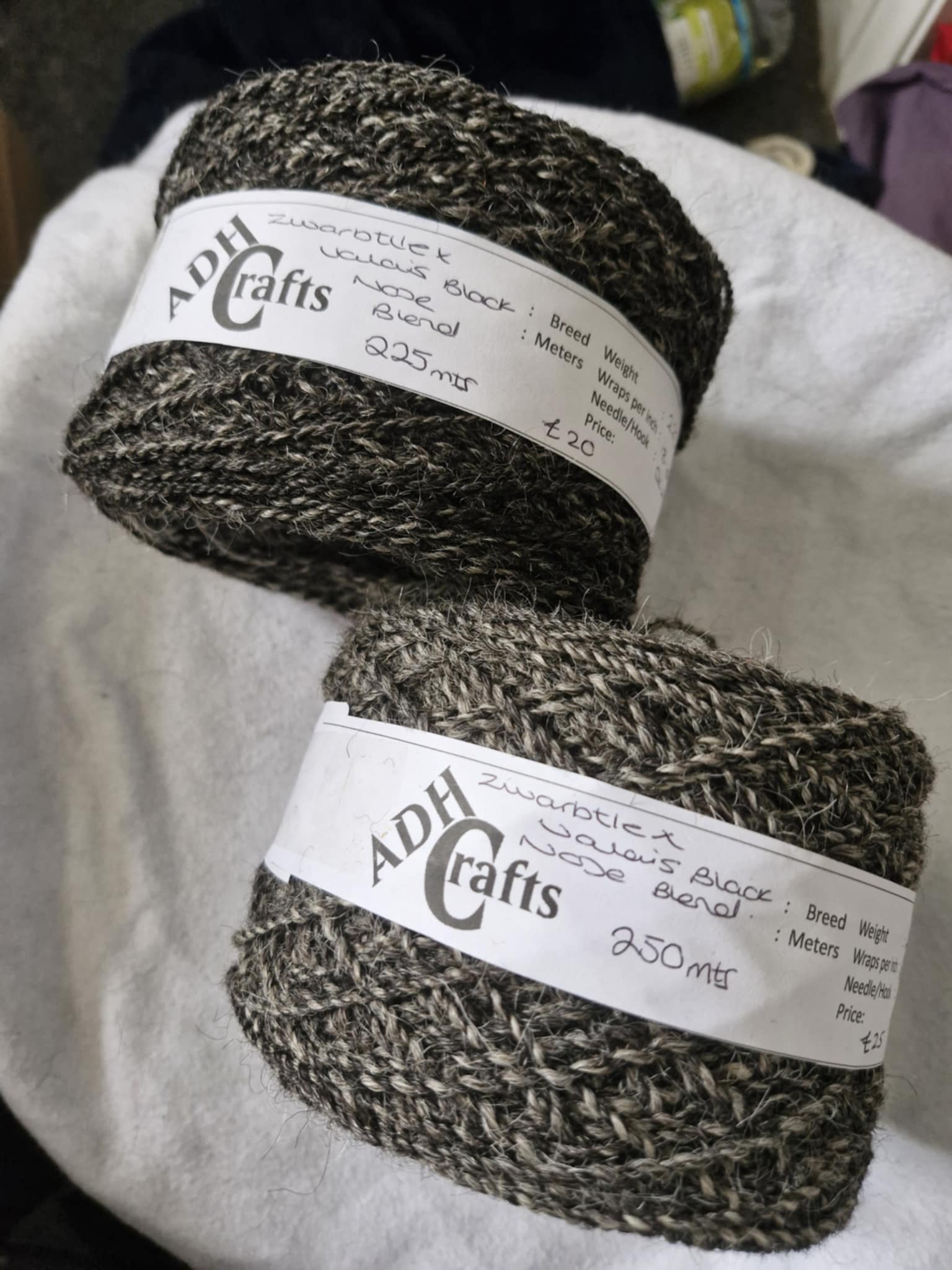 handspun yarn, processed locally in cornwall, dark mottled grey colour - DK weight