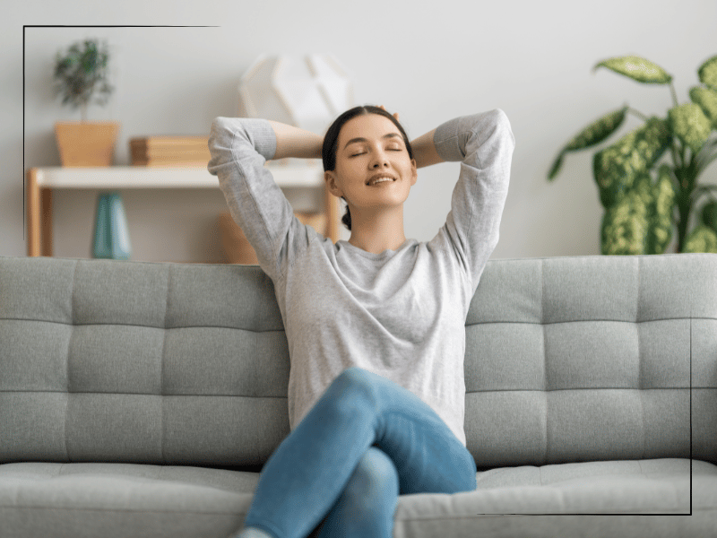 Relaxed woman on couch