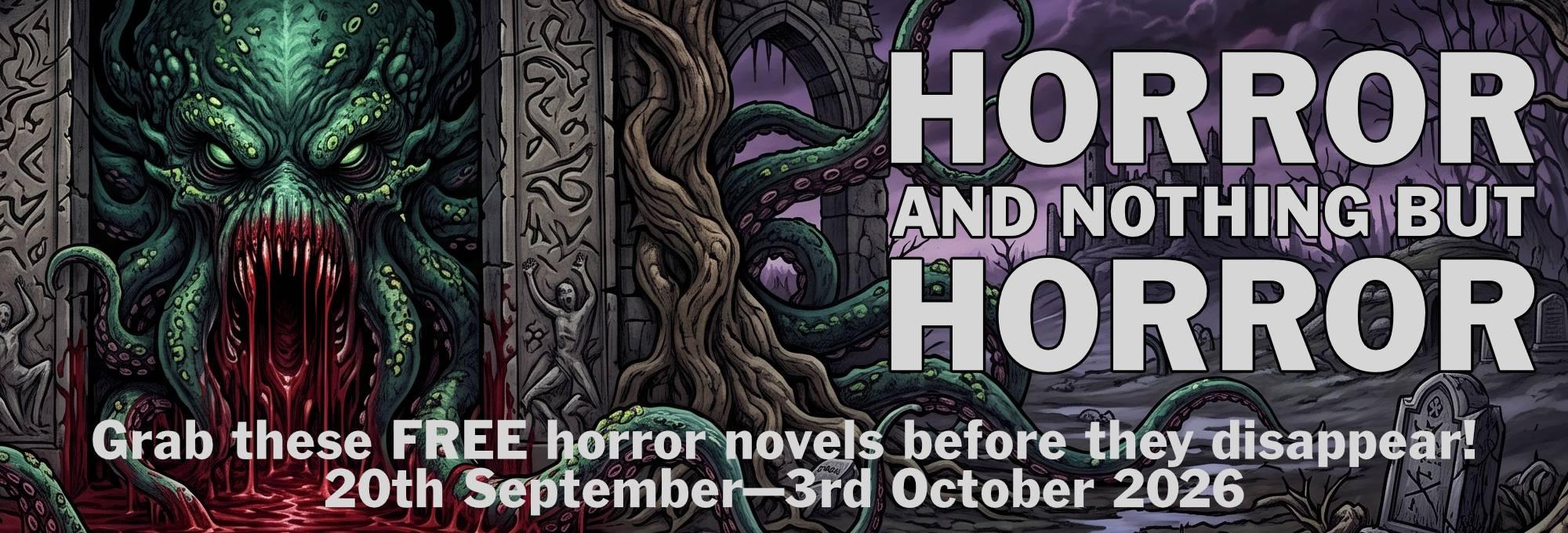 A promo visual for a Bookfunnel horror promo