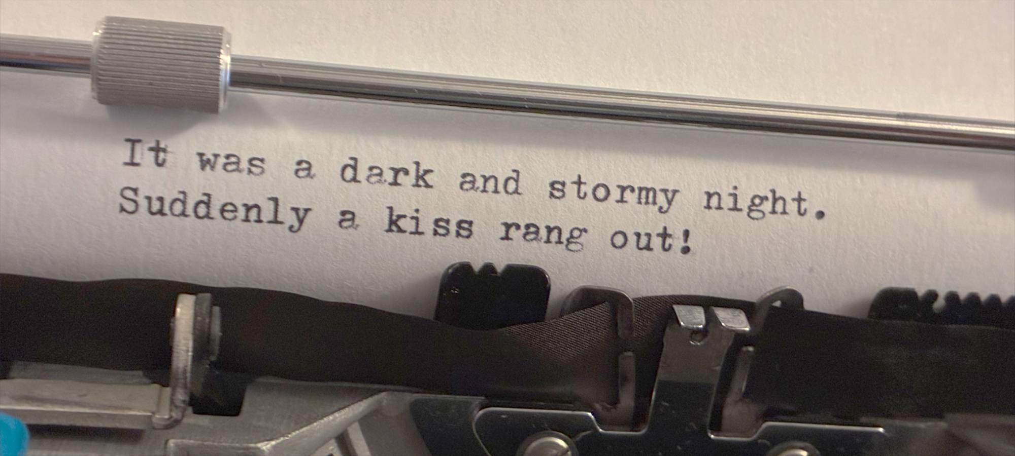 A photo of typed text in a typewriter