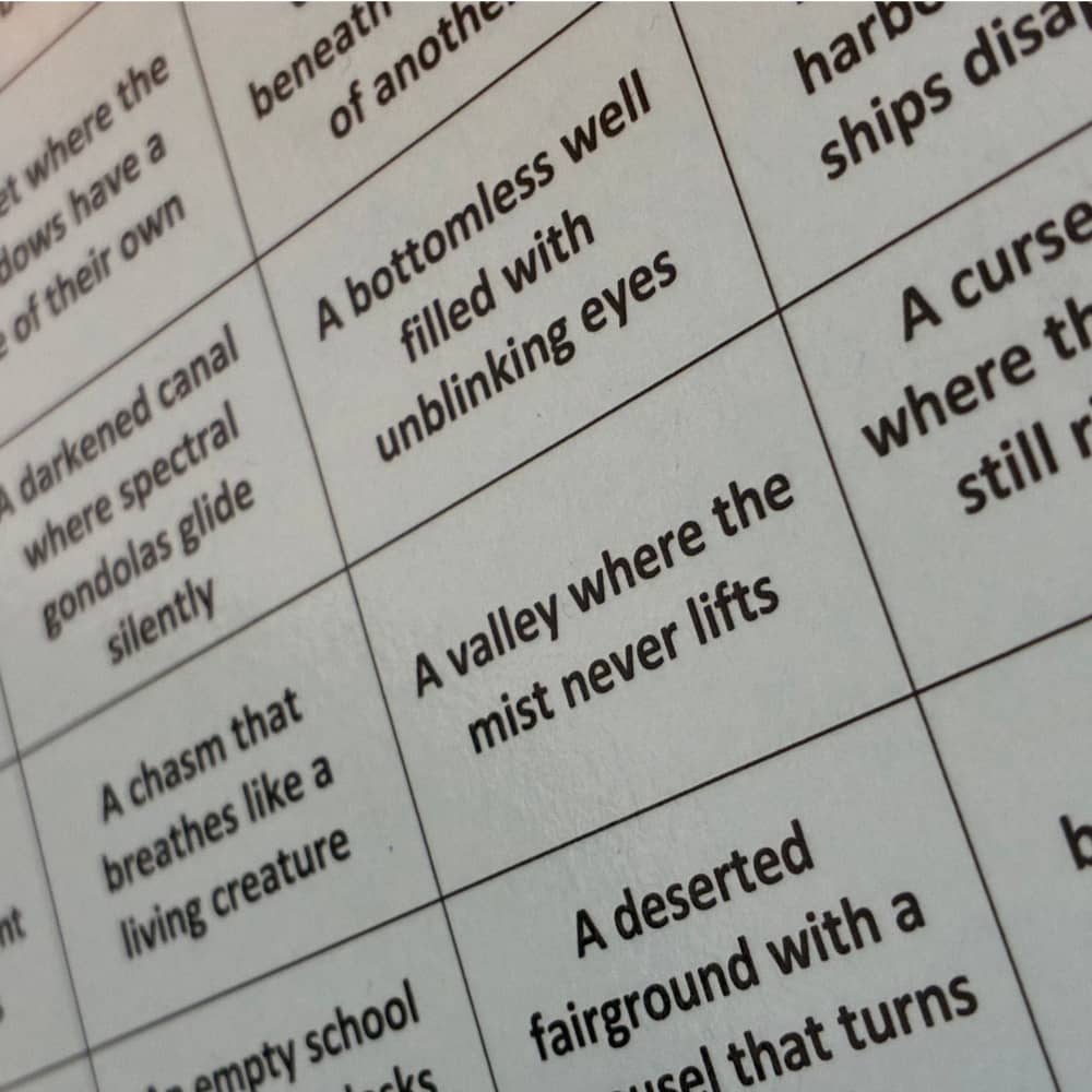 A close up of a Gothic Story Matrix