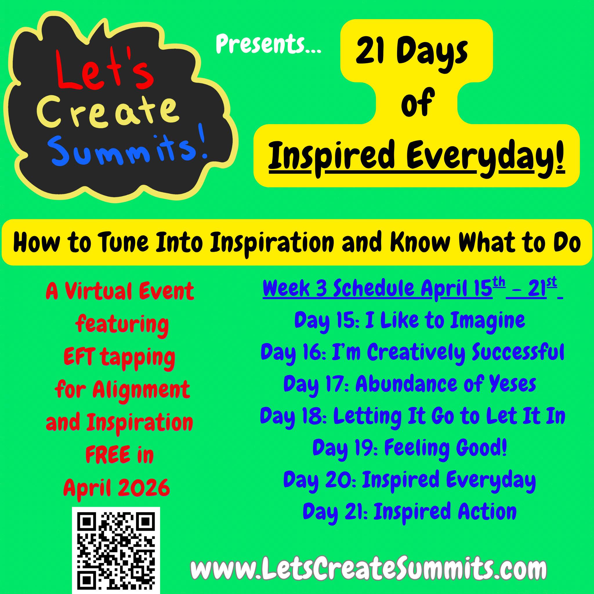 week 3 schedule of 21 Days of Inspired Everyday