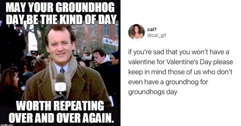 Groundhog's Day meme with valentine's day joke