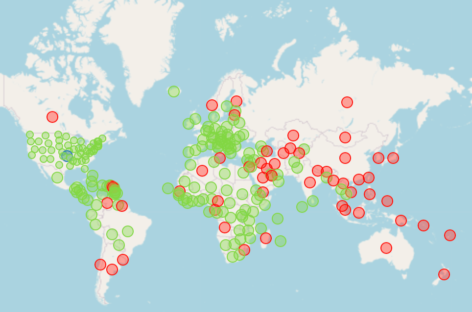 A map that shows what countries are open or closed during COVID