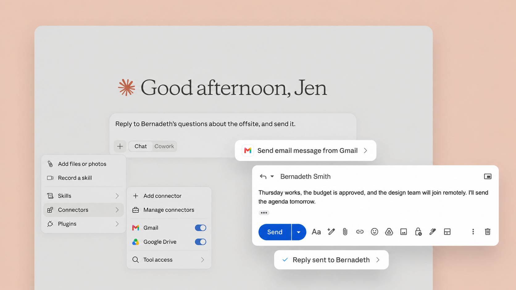 Claude Gmail send-email interface
