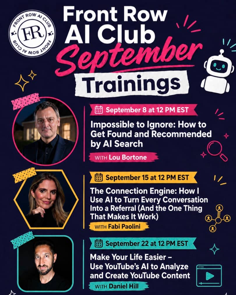 Front Row AI Club September training schedule