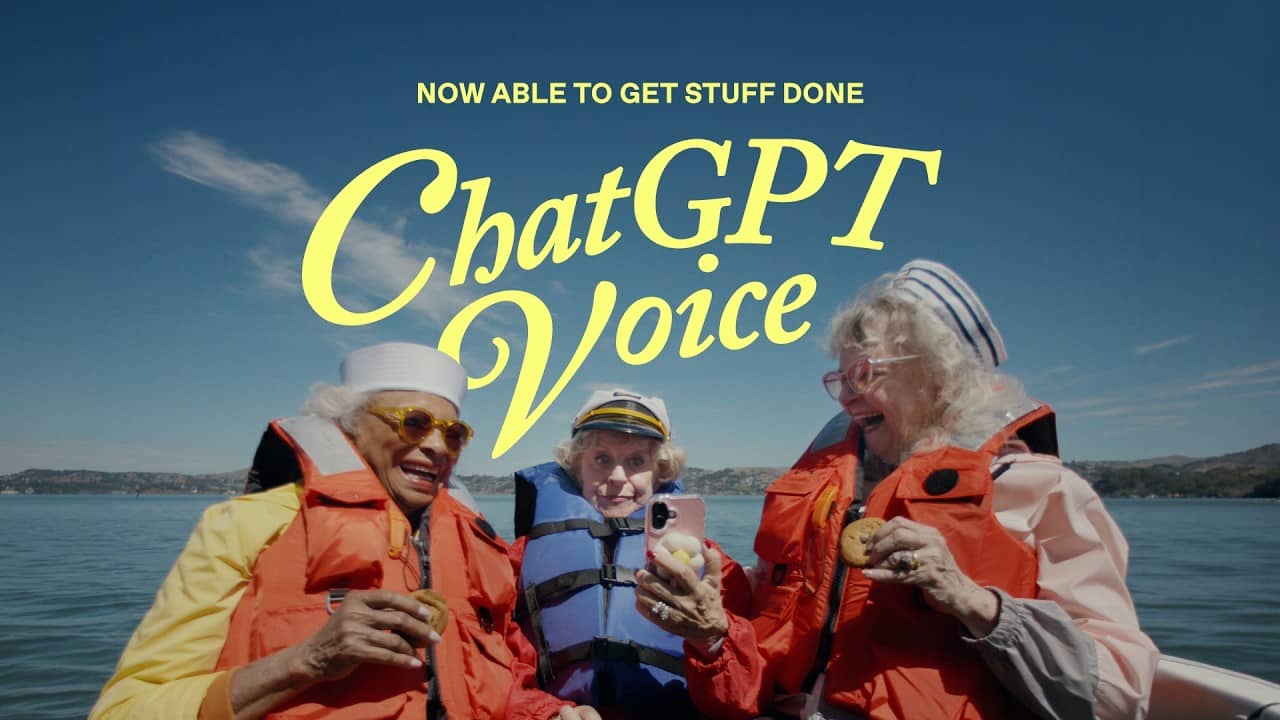 ChatGPT Voice video thumbnail showing two older women