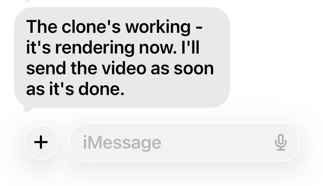 Instinct confirms the video clone is rendering