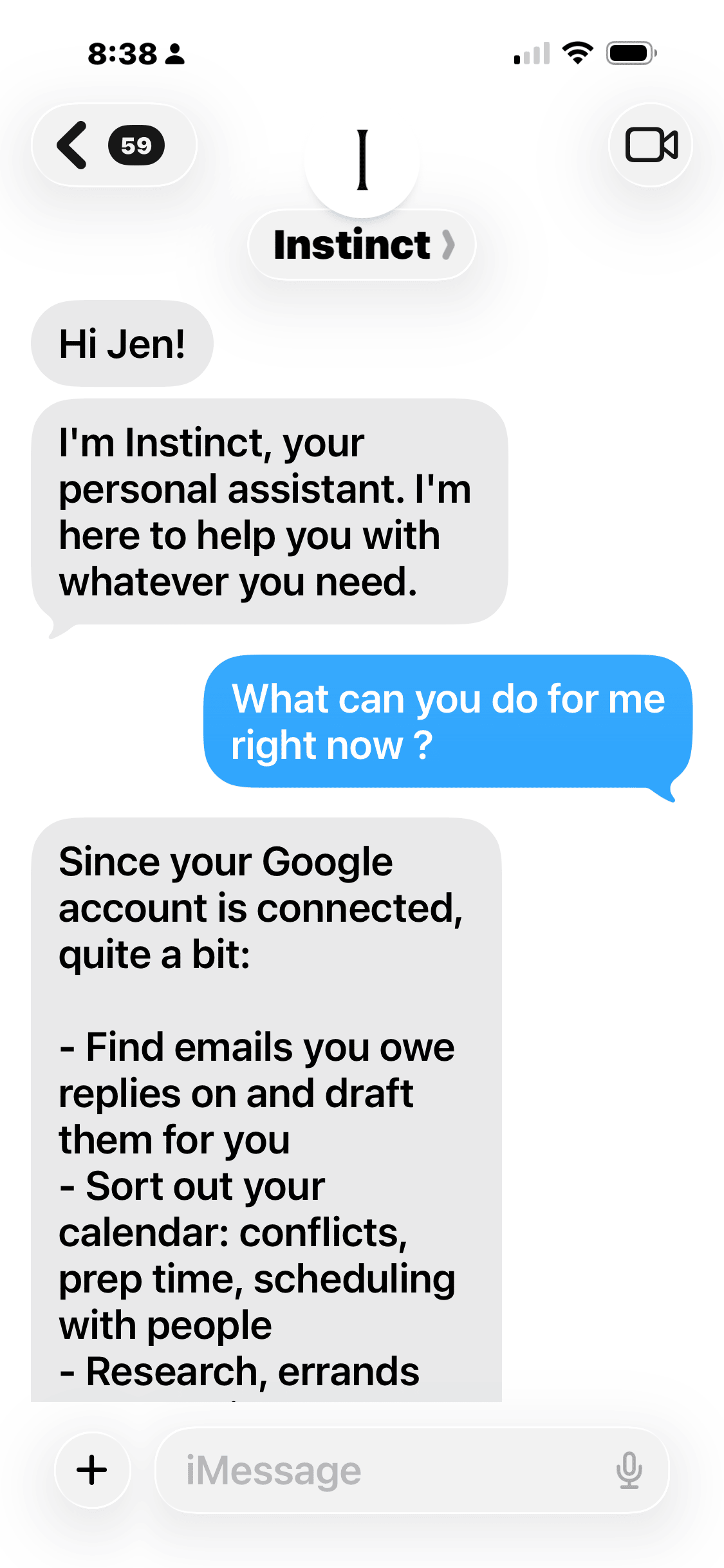 Instinct introduces its personal assistant and connected Google account tasks