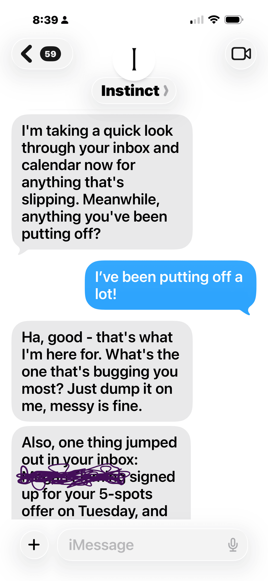 Instinct checks the inbox and points out an unsigned form