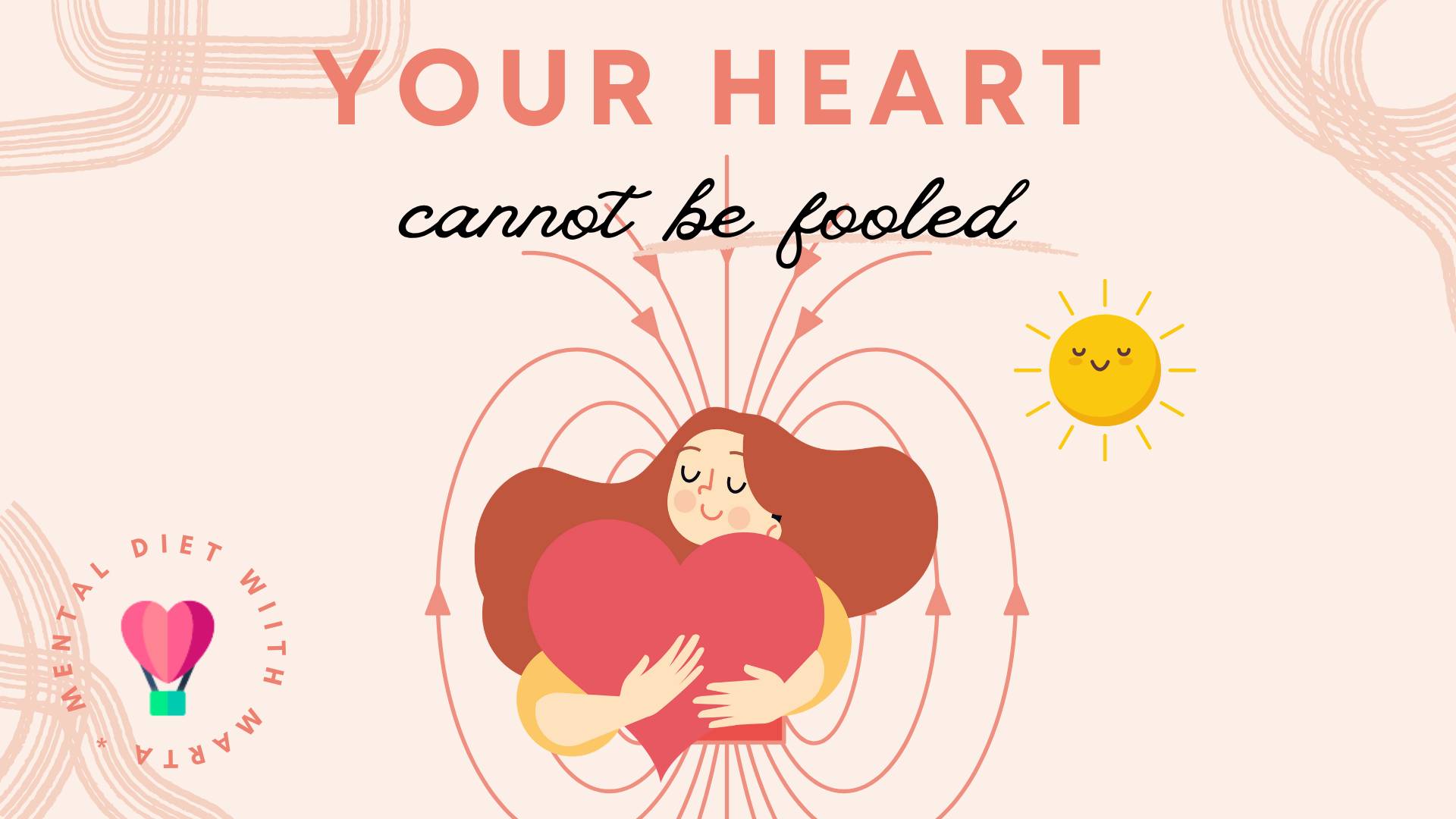 Your heart cannot be fooled, the image of a woman holding her heart with electromagnetic field behind her.