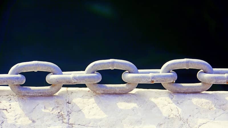 Close-up view of a heavy metal chain