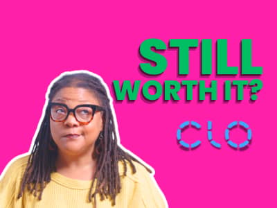 Woman looking upward beside bold text reading “STILL WORTH IT?” and the CLO logo on a bright pink background.