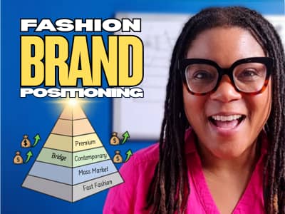 YouTube thumbnail for a video explaining how fashion brand positioning affects pricing, profitability, and where a fashion brand fits within the fashion market pyramid.