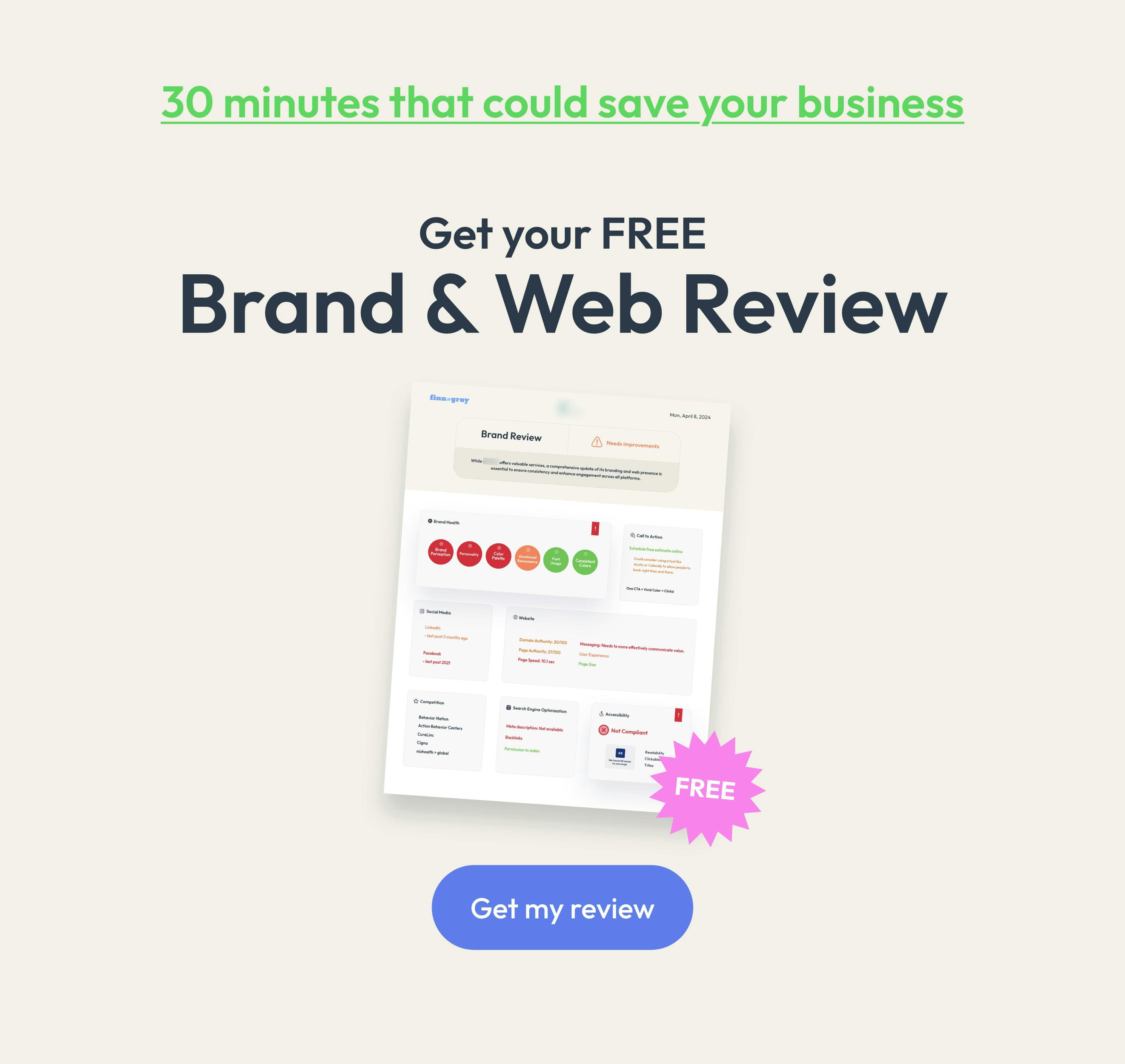 Get a free brand and web review for your business today
