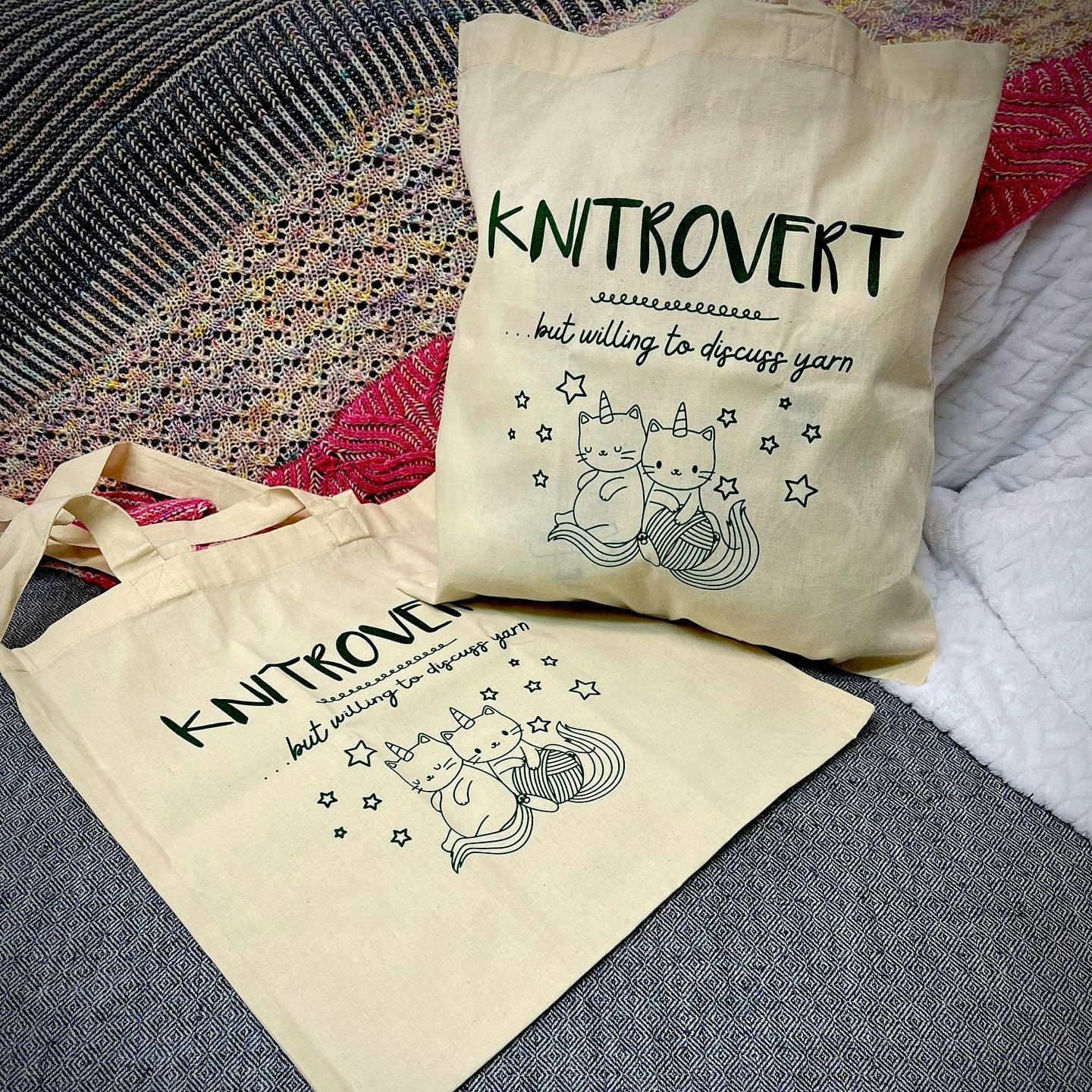 Good news!! These Knitrovert cotton tote bags are now available in the shop. 

Soooo many people had asked if I would make them available, so I’m excited to say you can now grab one hike supplies last 😁

#hypnoticyarn #knitrovert #knittingaccessories #knittingbags #totebag #knitlife #knitobsessed #yarnobsessed #yarnstagram #knitstagram #yarnislife #yarnhoarder #introvertproblems