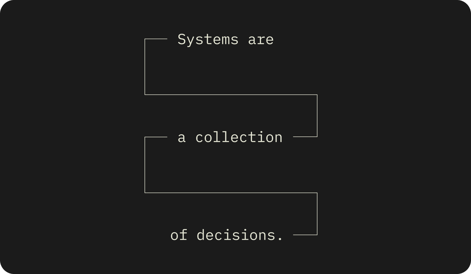 Systems are a collection of decisions