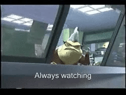 Always watching, scene from Monsters, Inc.