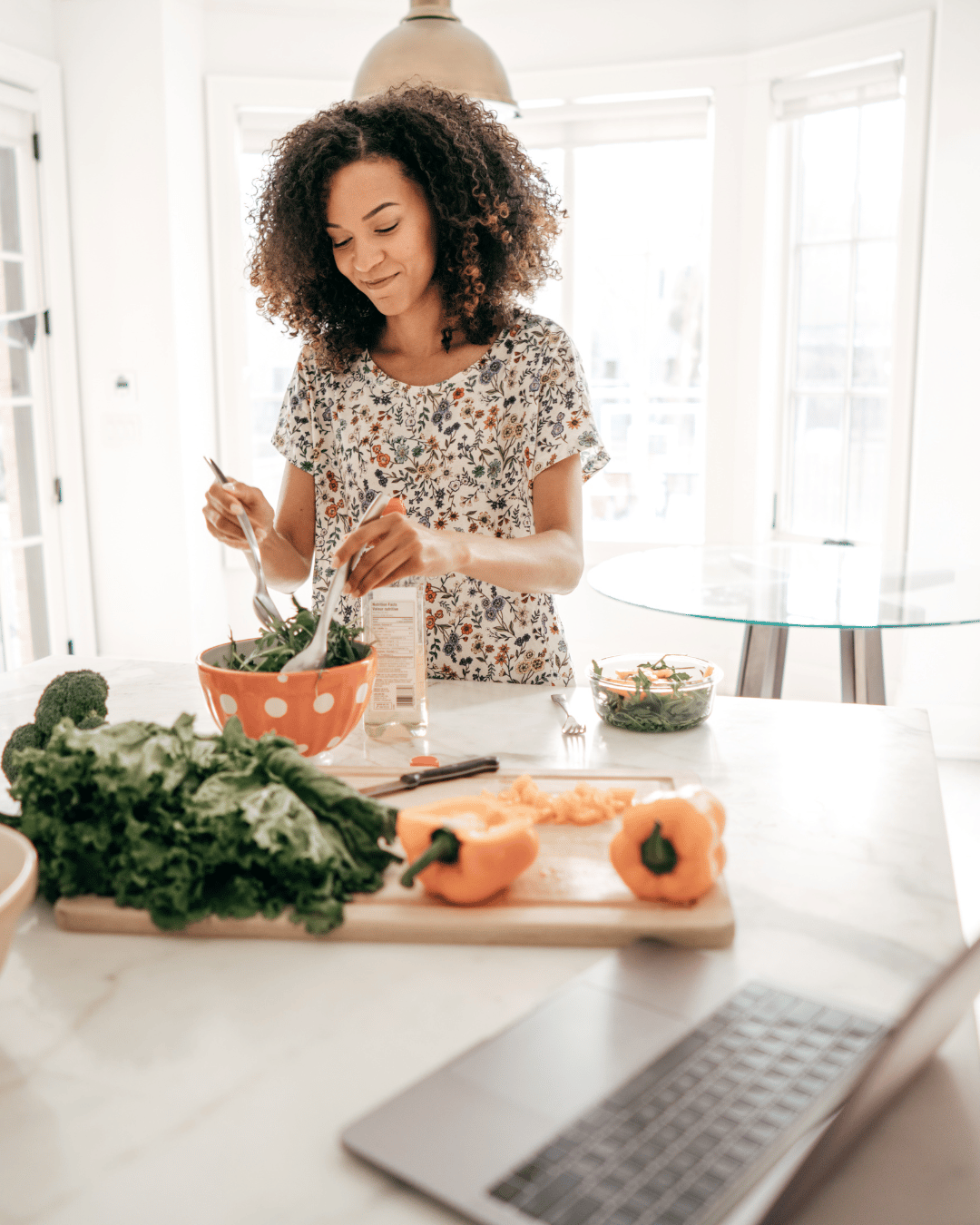 a women making healthy meals