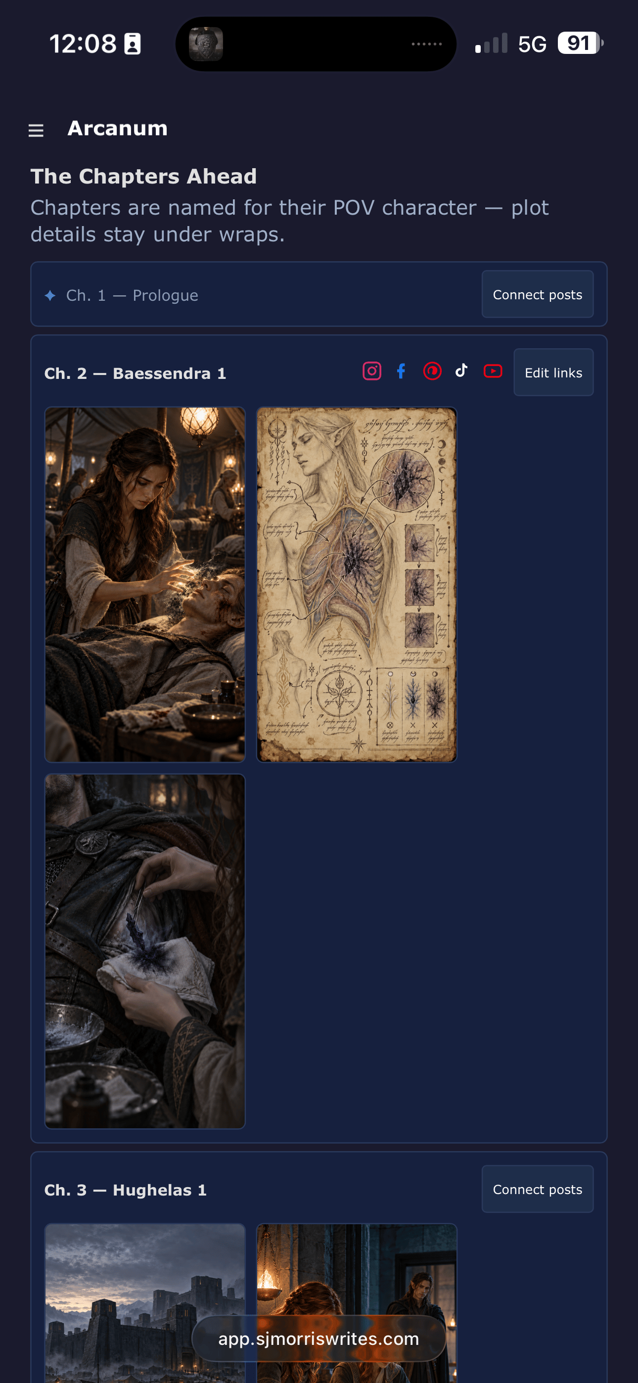 pictures of scenes from chapters of FoS
